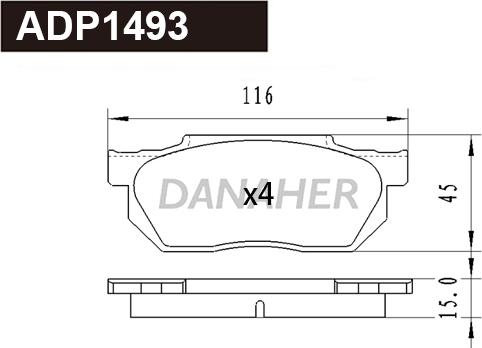 Danaher ADP1493 - Гальмівні колодки, дискові гальма autocars.com.ua