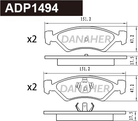 Danaher ADP1494 - Гальмівні колодки, дискові гальма autocars.com.ua