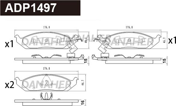 Danaher ADP1497 - Гальмівні колодки, дискові гальма autocars.com.ua