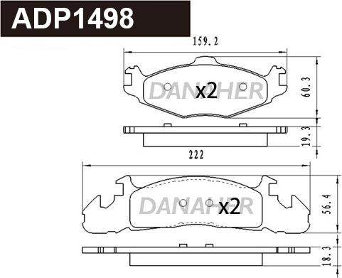 Danaher ADP1498 - Гальмівні колодки, дискові гальма autocars.com.ua