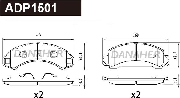 Danaher ADP1501 - Тормозные колодки, дисковые, комплект autodnr.net