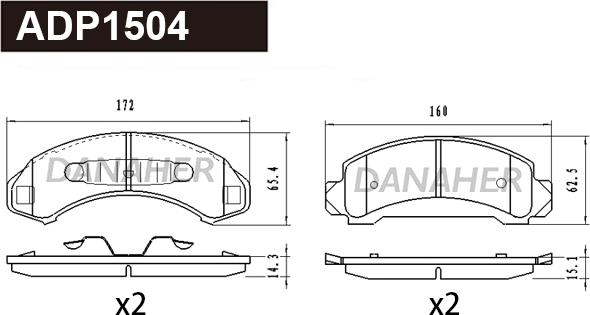 Danaher ADP1504 - Тормозные колодки, дисковые, комплект autodnr.net