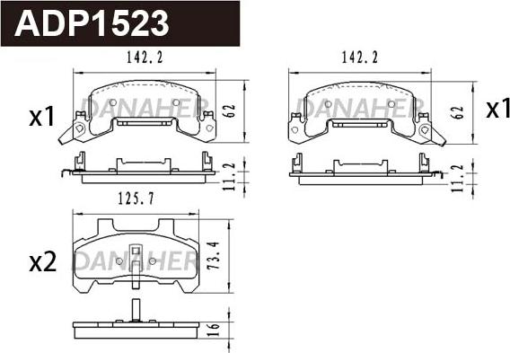 Danaher ADP1523 - Гальмівні колодки, дискові гальма autocars.com.ua