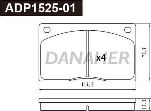 Danaher ADP1525-01 - Гальмівні колодки, дискові гальма autocars.com.ua