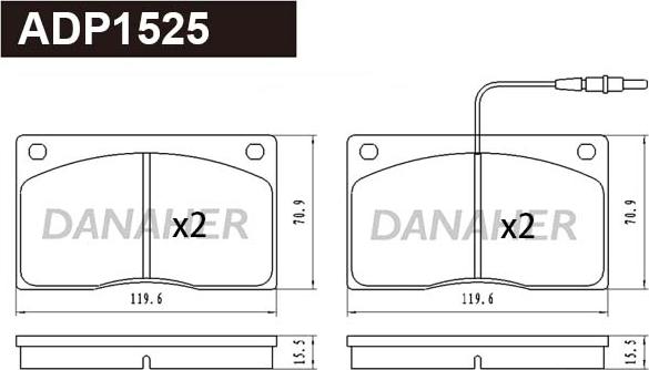 Danaher ADP1525 - Гальмівні колодки, дискові гальма autocars.com.ua