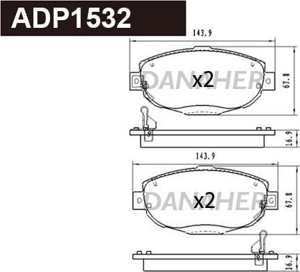 Danaher ADP1532 - Гальмівні колодки, дискові гальма autocars.com.ua