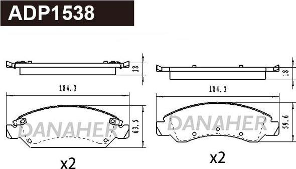 Danaher ADP1538 - Гальмівні колодки, дискові гальма autocars.com.ua