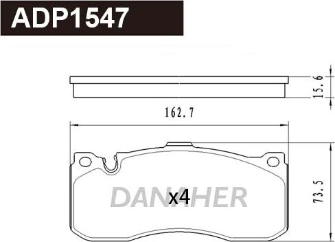 Danaher ADP1547 - Гальмівні колодки, дискові гальма autocars.com.ua