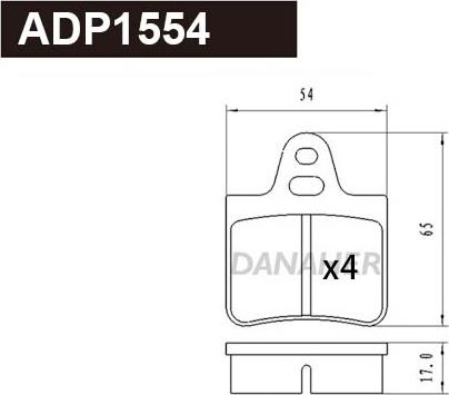 Danaher ADP1554 - Гальмівні колодки, дискові гальма autocars.com.ua