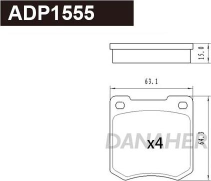 Danaher ADP1555 - Гальмівні колодки, дискові гальма autocars.com.ua