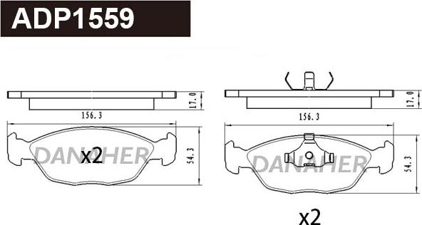 Danaher ADP1559 - Гальмівні колодки, дискові гальма autocars.com.ua