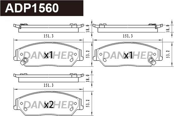 Danaher ADP1560 - Гальмівні колодки, дискові гальма autocars.com.ua