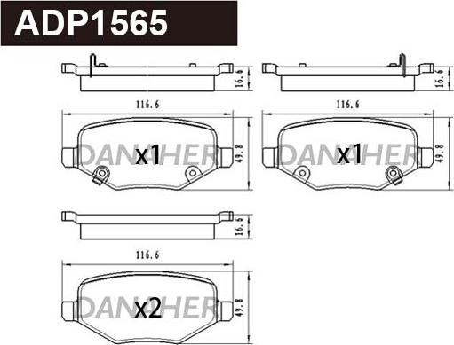 Danaher ADP1565 - Гальмівні колодки, дискові гальма autocars.com.ua