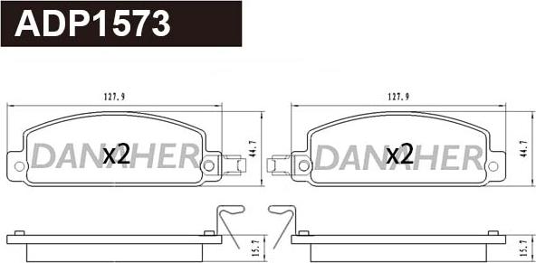 Danaher ADP1573 - Тормозные колодки, дисковые, комплект autodnr.net