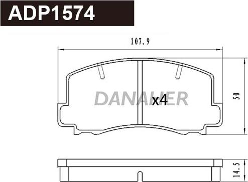 Danaher ADP1574 - Гальмівні колодки, дискові гальма autocars.com.ua