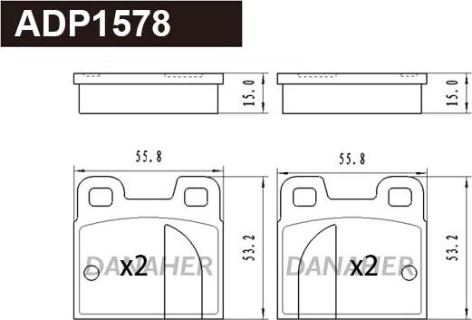 Danaher ADP1578 - Тормозные колодки, дисковые, комплект autodnr.net