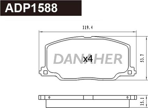 Danaher ADP1588 - Гальмівні колодки, дискові гальма autocars.com.ua