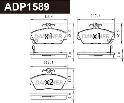 Danaher ADP1589 - Гальмівні колодки, дискові гальма autocars.com.ua