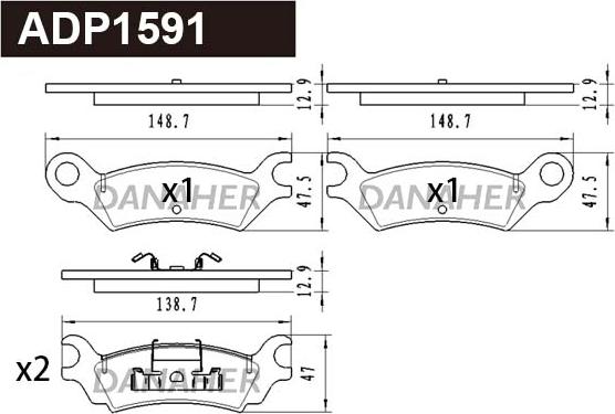 Danaher ADP1591 - Гальмівні колодки, дискові гальма autocars.com.ua