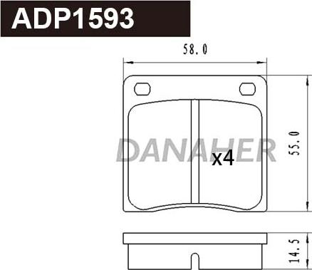 Danaher ADP1593 - Тормозные колодки, дисковые, комплект autodnr.net