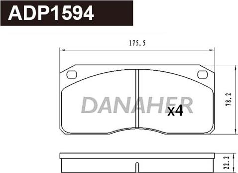 Danaher ADP1594 - Тормозные колодки, дисковые, комплект autodnr.net