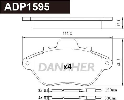 Danaher ADP1595 - Гальмівні колодки, дискові гальма autocars.com.ua