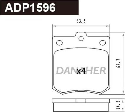 Danaher ADP1596 - Гальмівні колодки, дискові гальма autocars.com.ua