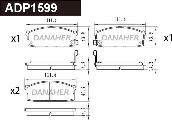 Danaher ADP1599 - Гальмівні колодки, дискові гальма autocars.com.ua