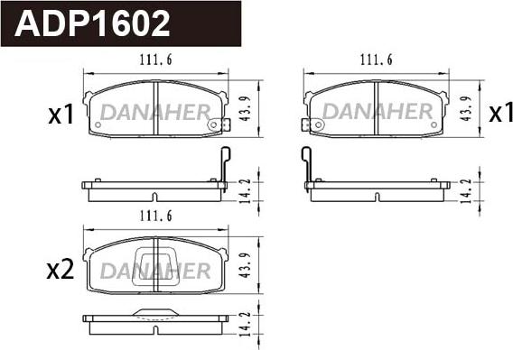 Danaher ADP1602 - Гальмівні колодки, дискові гальма autocars.com.ua