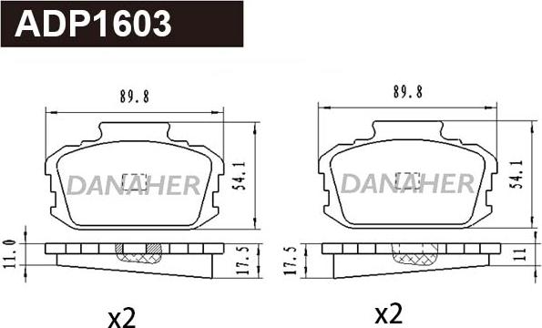 Danaher ADP1603 - Тормозные колодки, дисковые, комплект autodnr.net