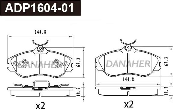 Danaher ADP1604-01 - Гальмівні колодки, дискові гальма autocars.com.ua