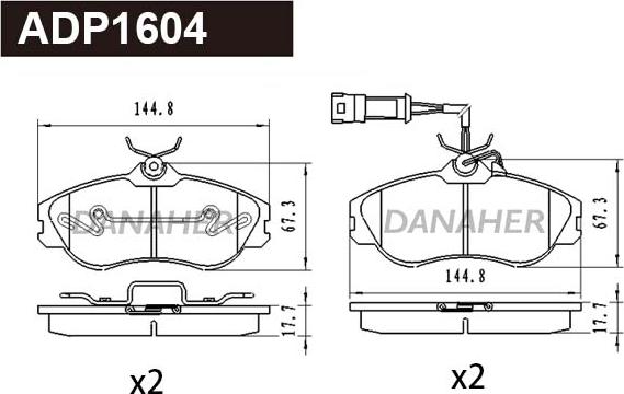 Danaher ADP1604 - Гальмівні колодки, дискові гальма autocars.com.ua