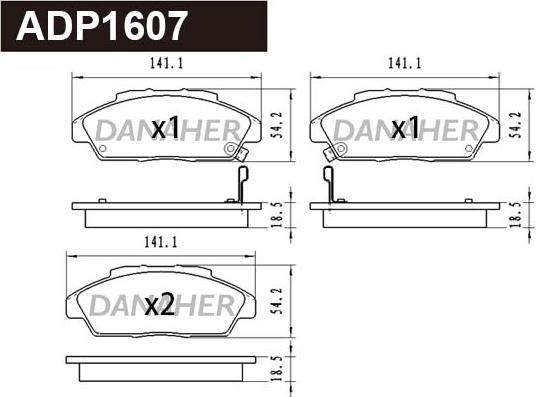 Danaher ADP1607 - Гальмівні колодки, дискові гальма autocars.com.ua
