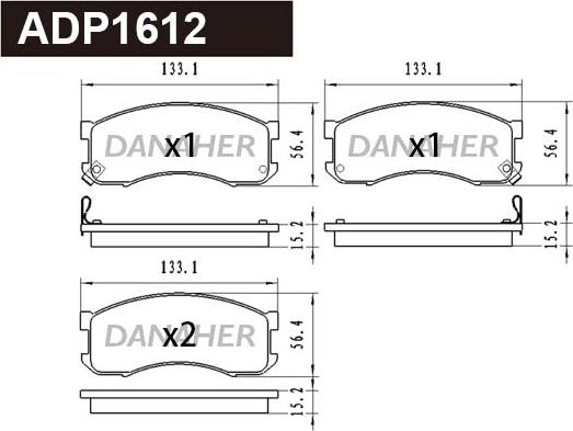 Danaher ADP1612 - Гальмівні колодки, дискові гальма autocars.com.ua