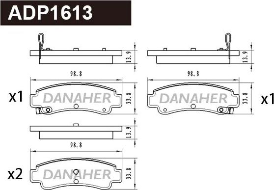 Danaher ADP1613 - Гальмівні колодки, дискові гальма autocars.com.ua