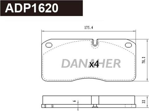 Danaher ADP1620 - Гальмівні колодки, дискові гальма autocars.com.ua