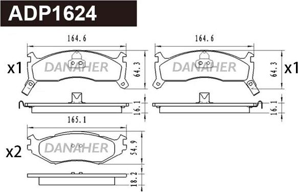 Danaher ADP1624 - Гальмівні колодки, дискові гальма autocars.com.ua