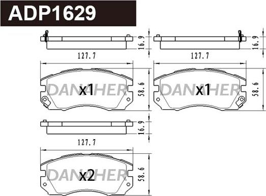 Danaher ADP1629 - Тормозные колодки, дисковые, комплект autodnr.net