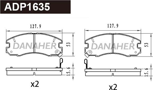 Danaher ADP1635 - Тормозные колодки, дисковые, комплект autodnr.net