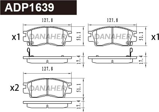 Danaher ADP1639 - Тормозные колодки, дисковые, комплект autodnr.net