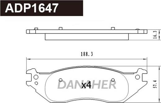 Danaher ADP1647 - Гальмівні колодки, дискові гальма autocars.com.ua