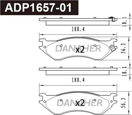 Danaher ADP1657-01 - Гальмівні колодки, дискові гальма autocars.com.ua