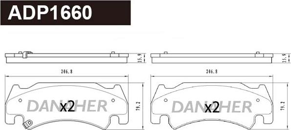 Danaher ADP1660 - Гальмівні колодки, дискові гальма autocars.com.ua