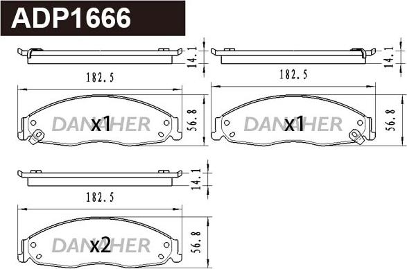 Danaher ADP1666 - Гальмівні колодки, дискові гальма autocars.com.ua