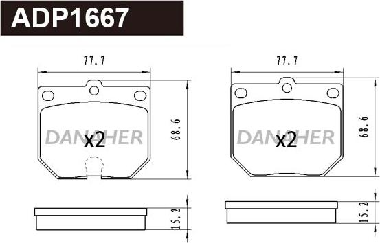 Danaher ADP1667 - Гальмівні колодки, дискові гальма autocars.com.ua