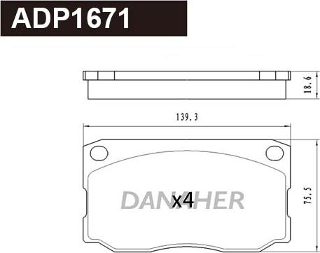 Danaher ADP1671 - Гальмівні колодки, дискові гальма autocars.com.ua