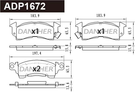 Danaher ADP1672 - Гальмівні колодки, дискові гальма autocars.com.ua