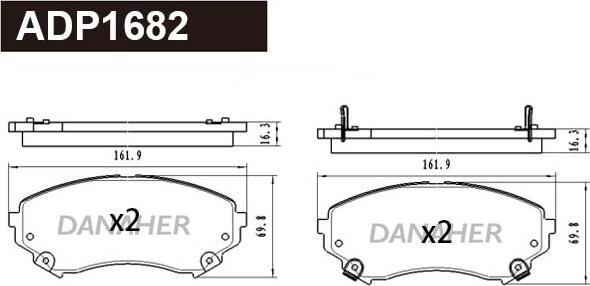 Danaher ADP1682 - Гальмівні колодки, дискові гальма autocars.com.ua