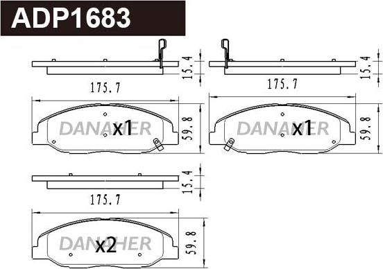 Danaher ADP1683 - Гальмівні колодки, дискові гальма autocars.com.ua