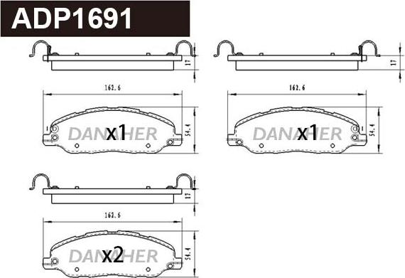 Danaher ADP1691 - Гальмівні колодки, дискові гальма autocars.com.ua